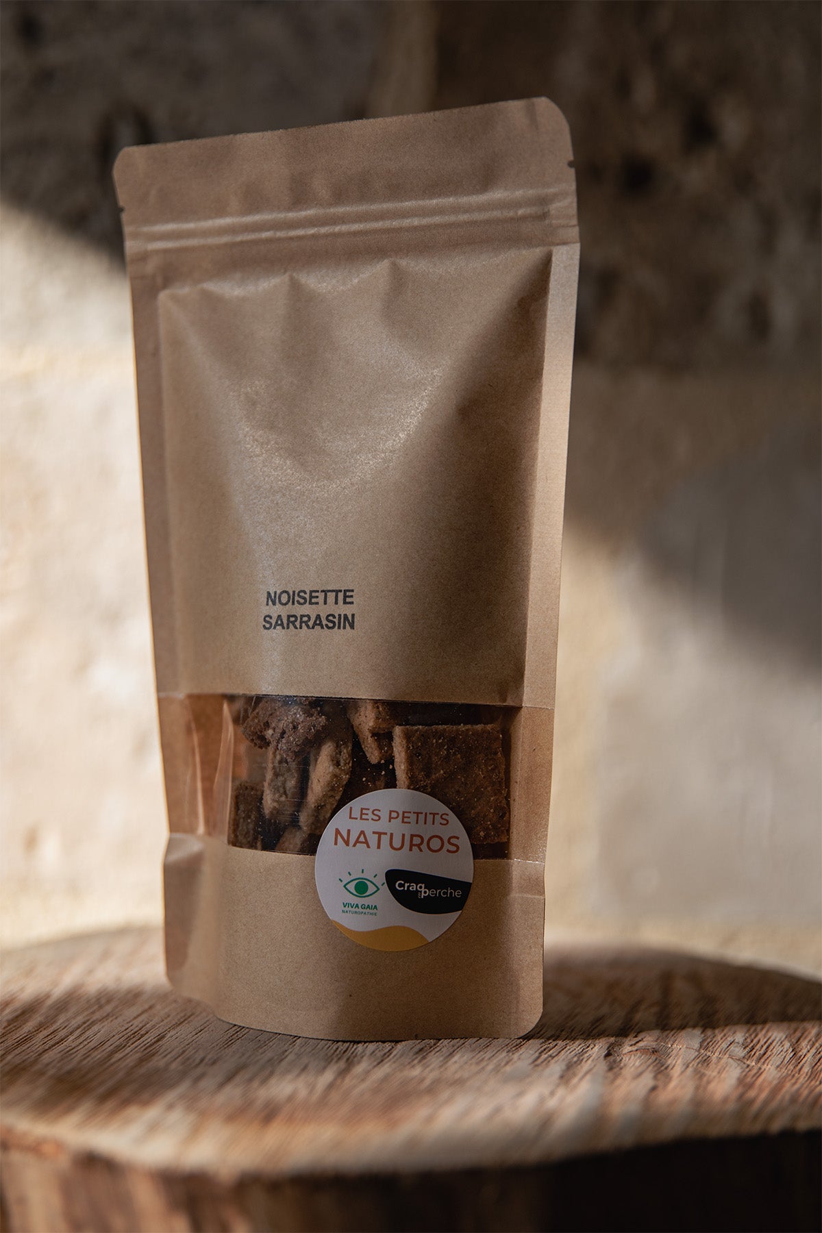 Sachet de biscuits à la noisette et au sarrasin fabriqués dans le Perche